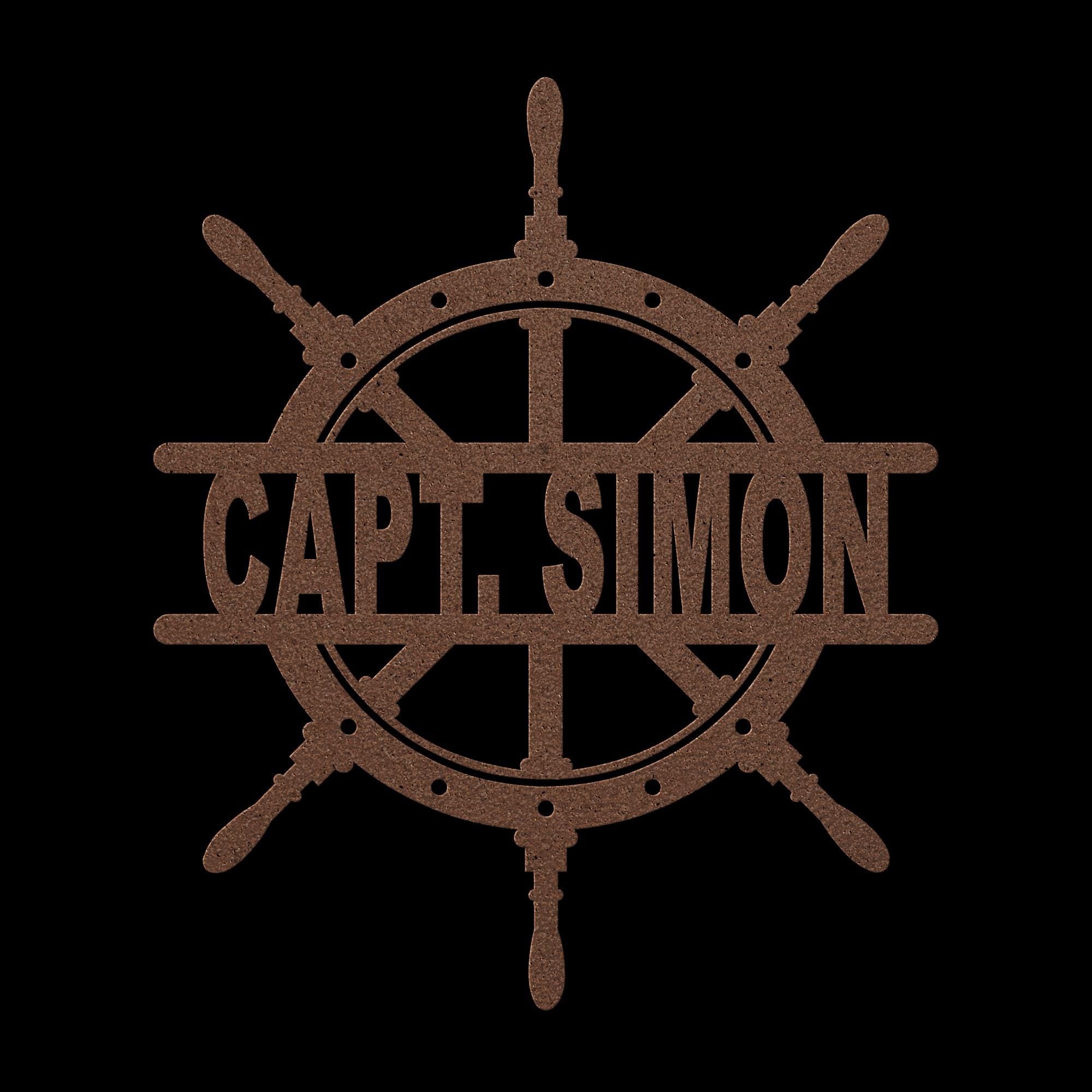 Captain's Wheel Personalized Metal Sign, Custom Text, Nautical Gift, Sailor Gift