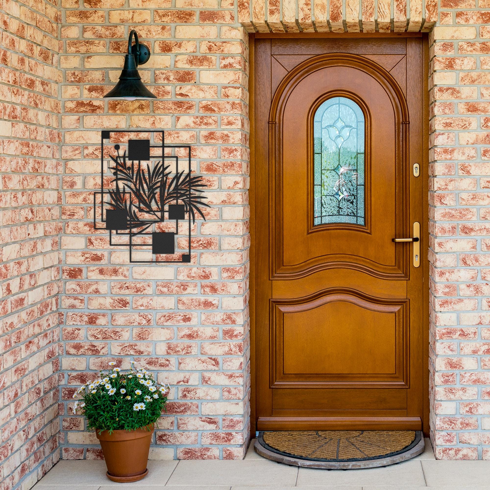 Geometric Plant Metal Wall Art, Mid-Century Modern Decor