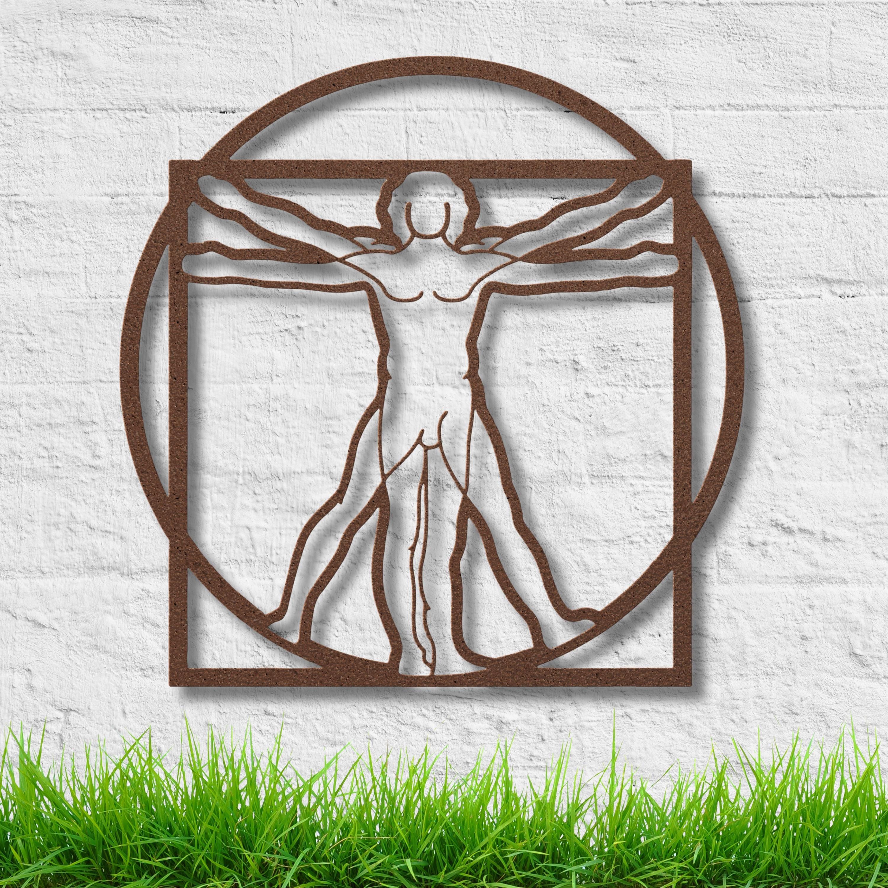 Vitruvian Man Metal Art - Leonardo Da Vinci Sign | Anatomical Wall Decor