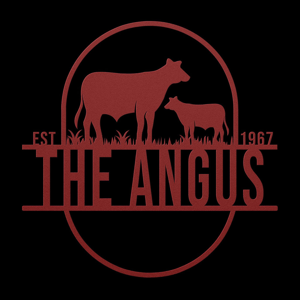 Custom Metal Farm Sign: Cow & Calf Design, Personalized Ranch Decor