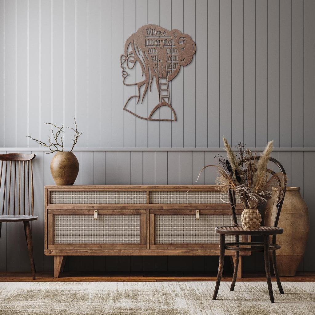 Book Lover Metal Wall Art | Woman Silhouette, Library Decor