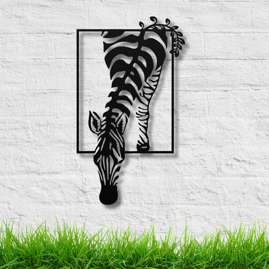 Zebra Metal Wall Art, Die-Cut Animal Sign, Modern Farmhouse Decor
