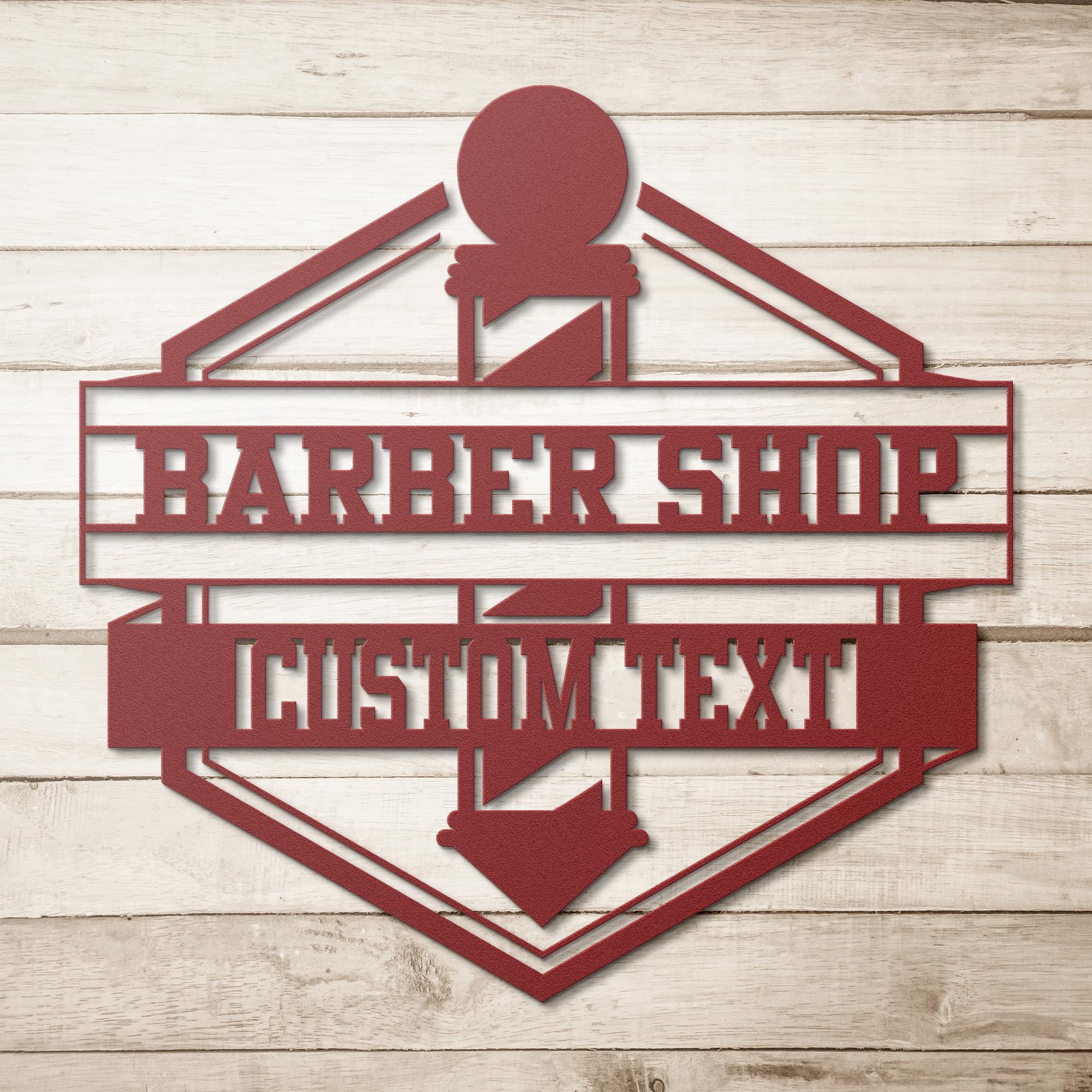 Custom Barbershop Metal Logo Sign: Barber Pole Decor