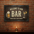 Welcome Bar Sign - Rustic Pub Decor | Custom Metal Bar Plaque With Beer Mug Art