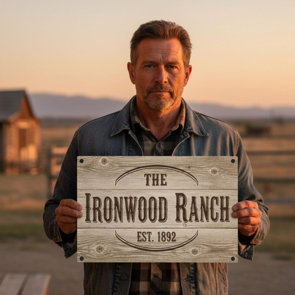 Custom Ranch Metal Sign, Rustic Barn Wall Art, Personalized Cabin Gift, Log Cabin Look