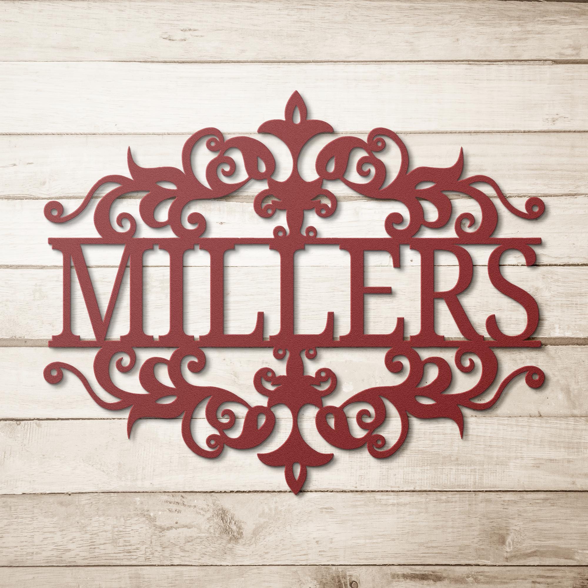 Personalized Last Name Metal Sign | Custom Family Gift | Elegant Scrollwork Die Cut | Monogram Welcome Sign | Housewarming Decor