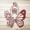 Butterfly Woman Metal Wall Art, Feminine Line Art, Floral Decor