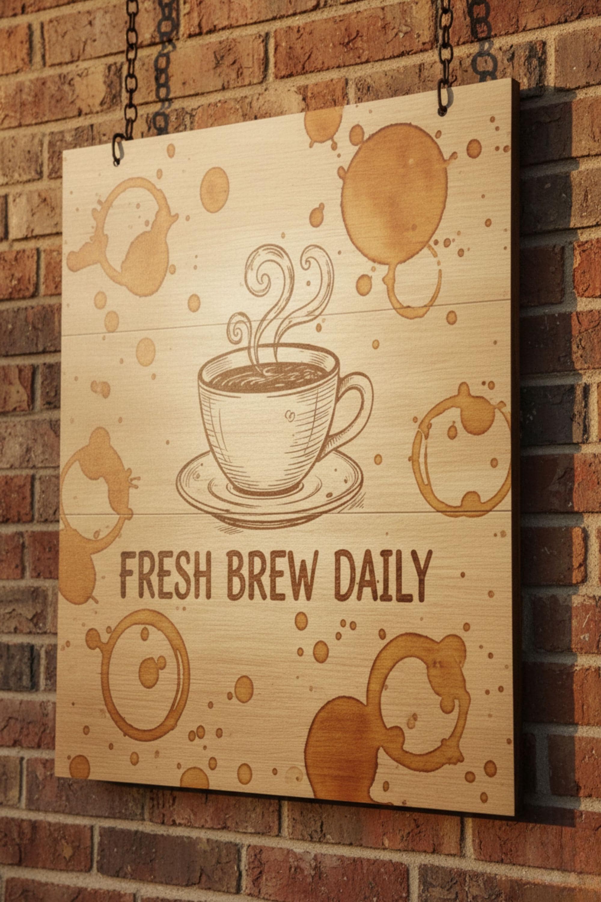 Rustic Coffee Sign - Fresh Brew Daily Metal Plaque | Vintage Kitchen Art Decor