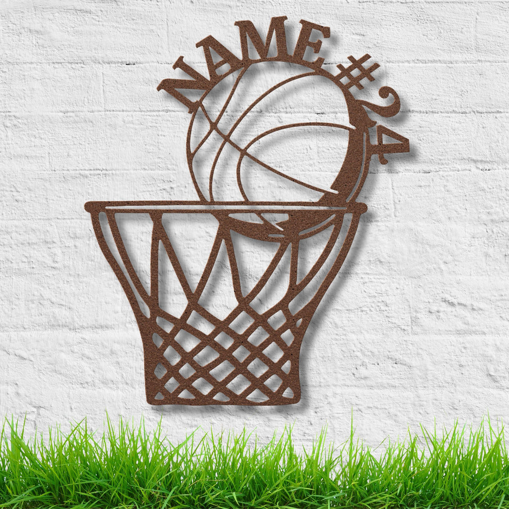 Personalized Basketball Sign - Custom Metal Sports Team Gift with Name & Number