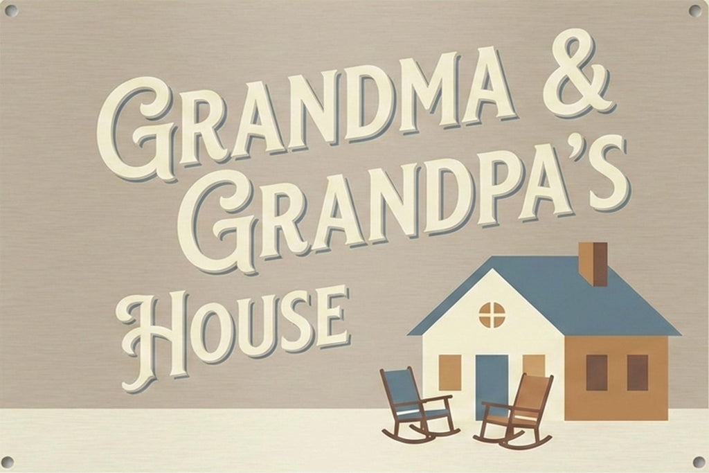 Grandparents Metal Sign - Personalized Farmhouse Porch Decor With Rocking Chair Wall Art