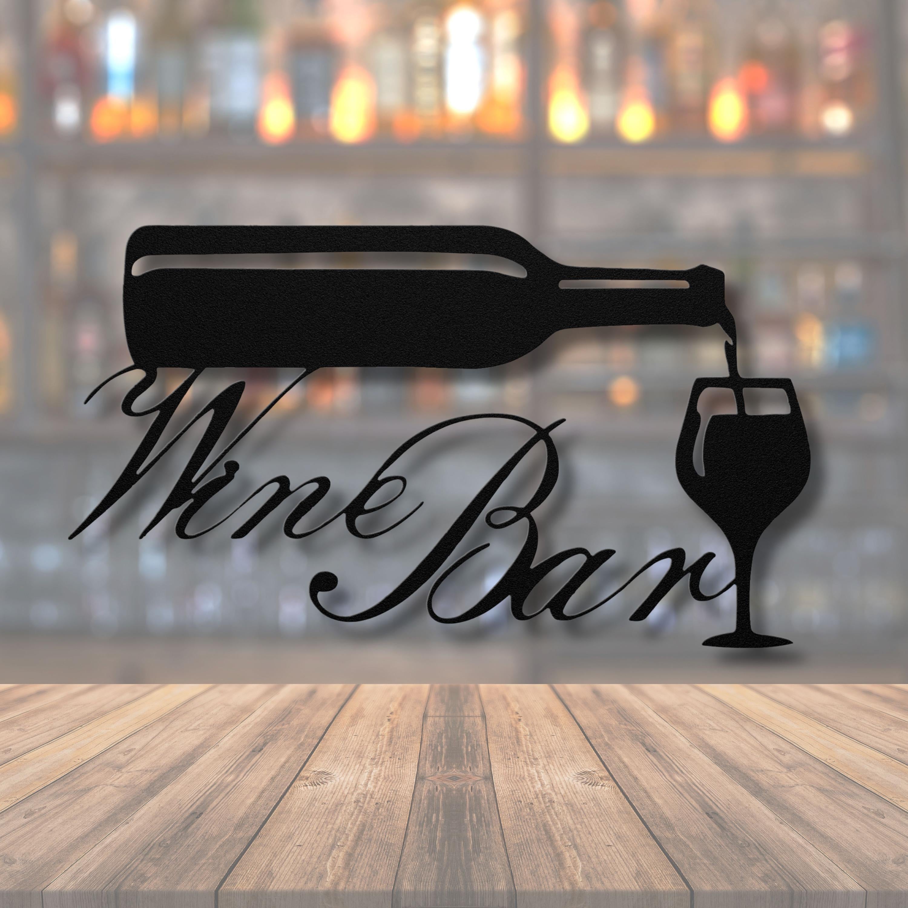 Wine Bar Metal Wall Art, Pouring Bottle Die Cut Sign, Kitchen Decor, Wine Lover Gift
