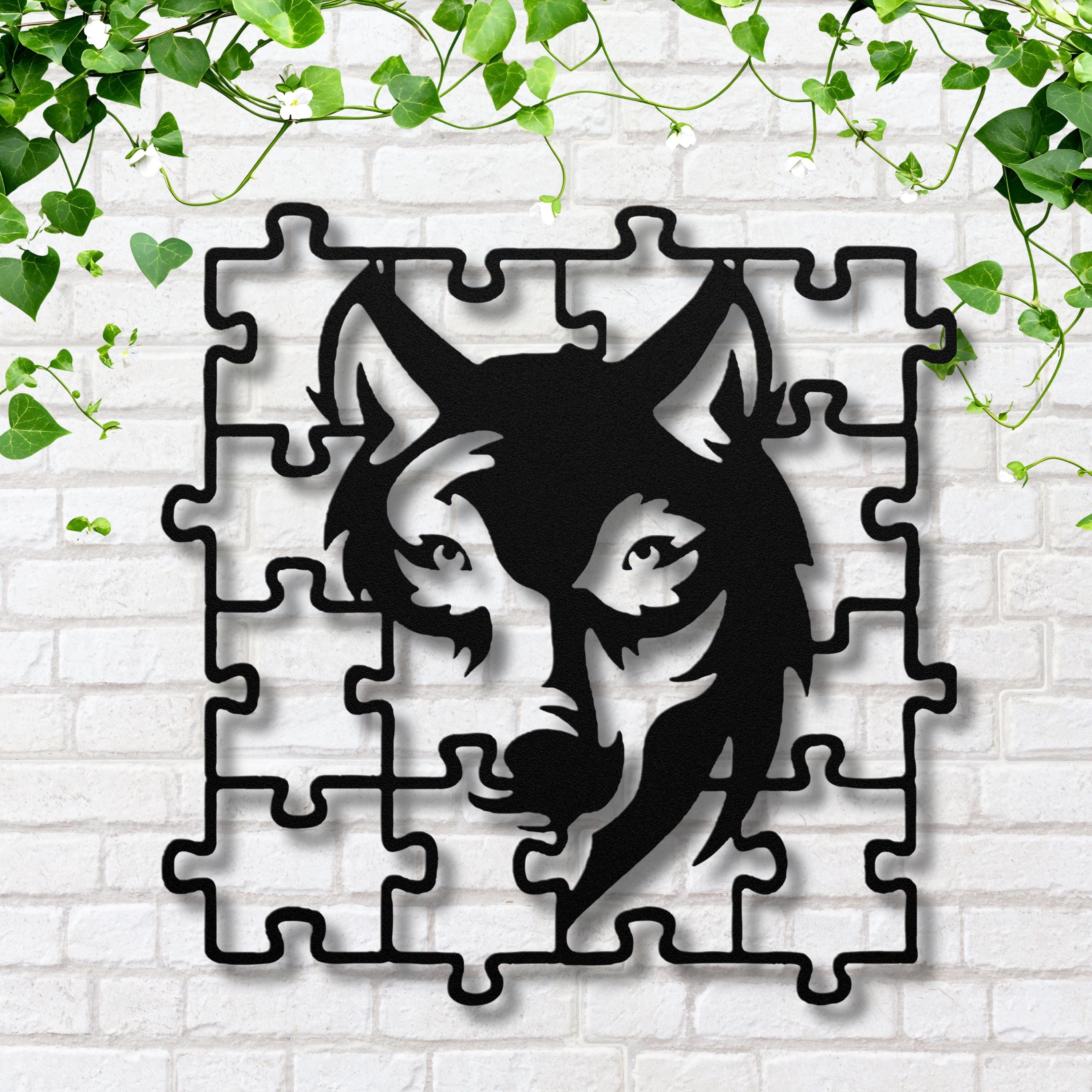 Wolf Metal Wall Art - Unique Geometric Animal Art | Steel Die Cut Sign