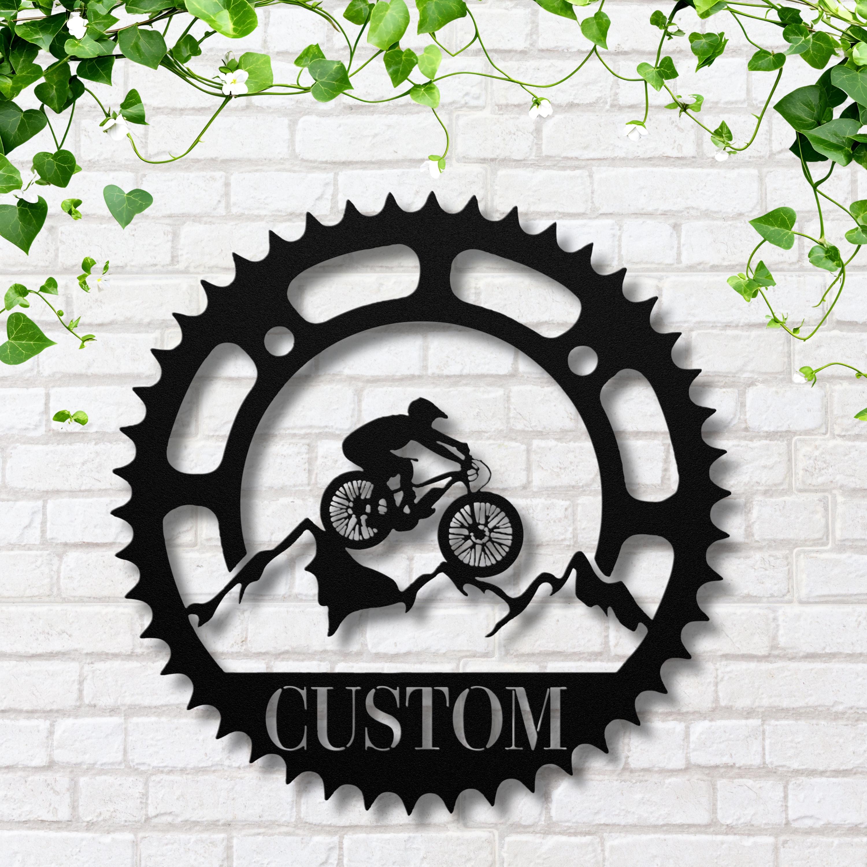 Custom Biker Metal Sign – Mountain Bike Art | Personalized Sports Sign & Garage Decor
