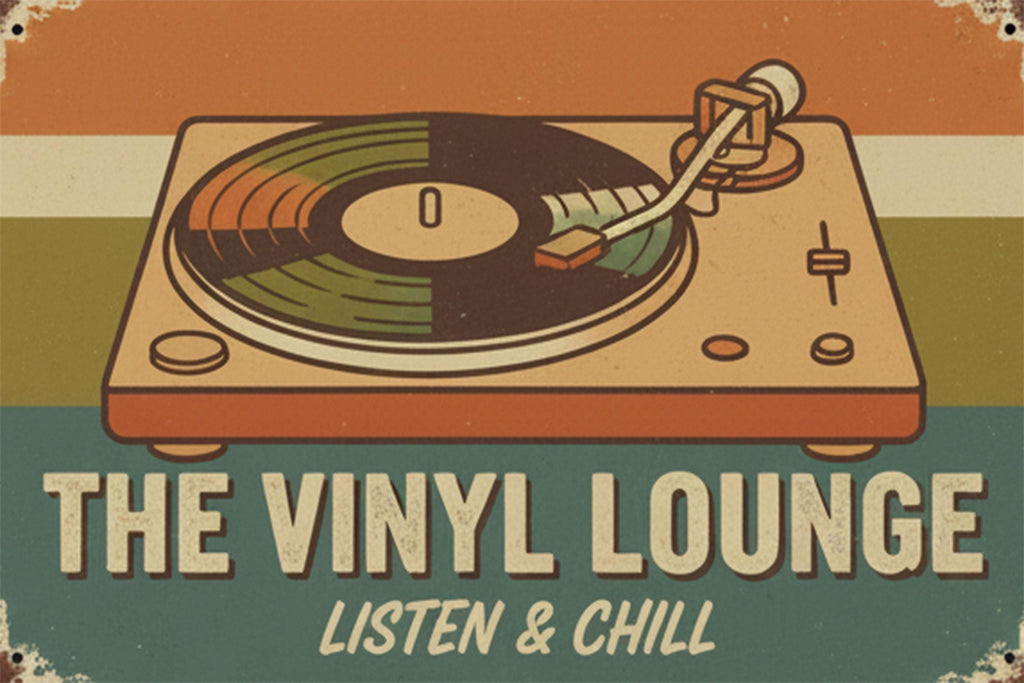 Custom Vinyl Lounge Metal Sign, Retro Record Player Decor, Music Room Wall Art, Personalized Gift