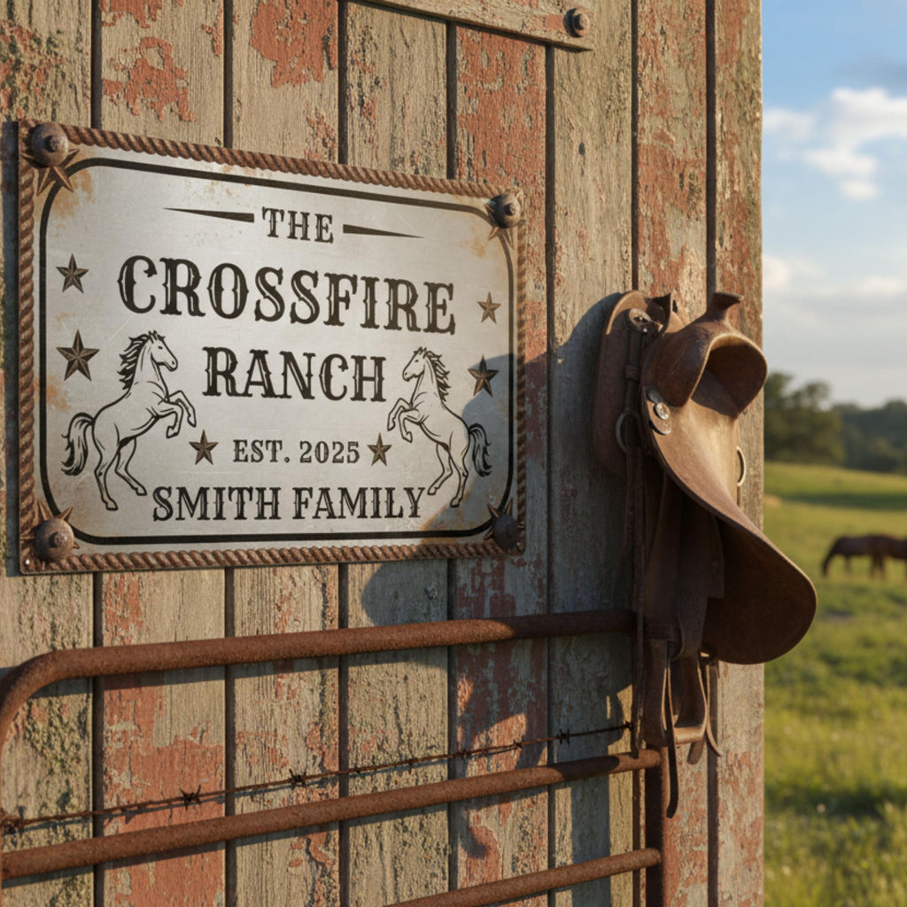 Custom Metal Sign - Rustic Western Farmhouse Decor With Rope Border Design
