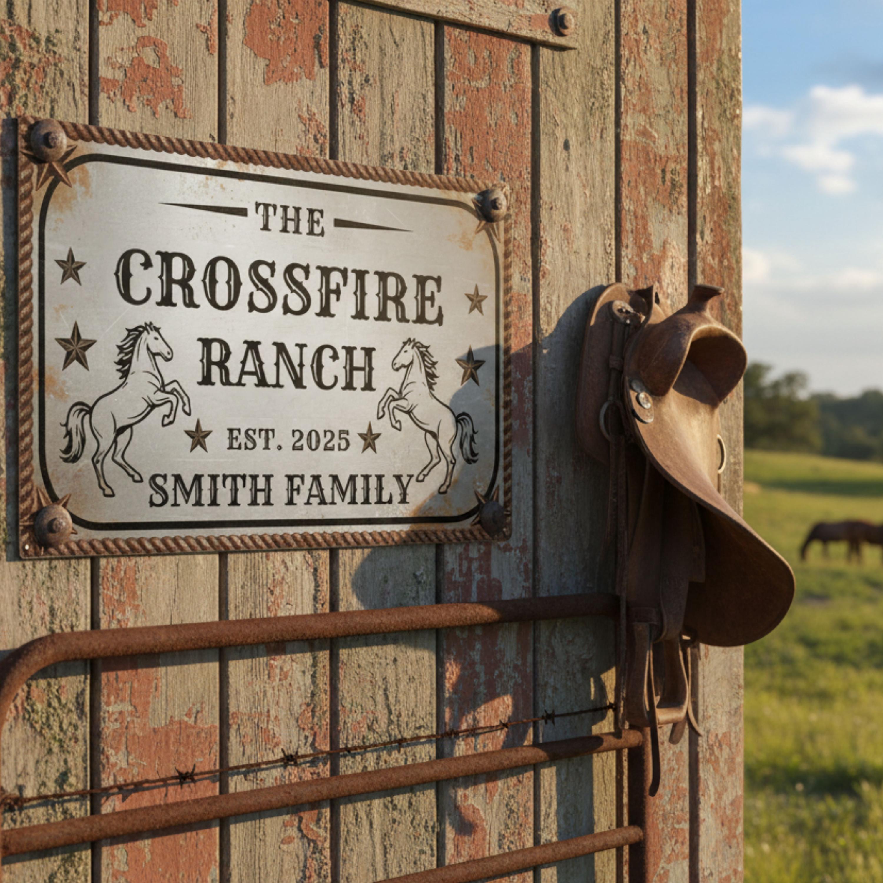 Custom Metal Sign - Rustic Western Farmhouse Decor With Rope Border Design