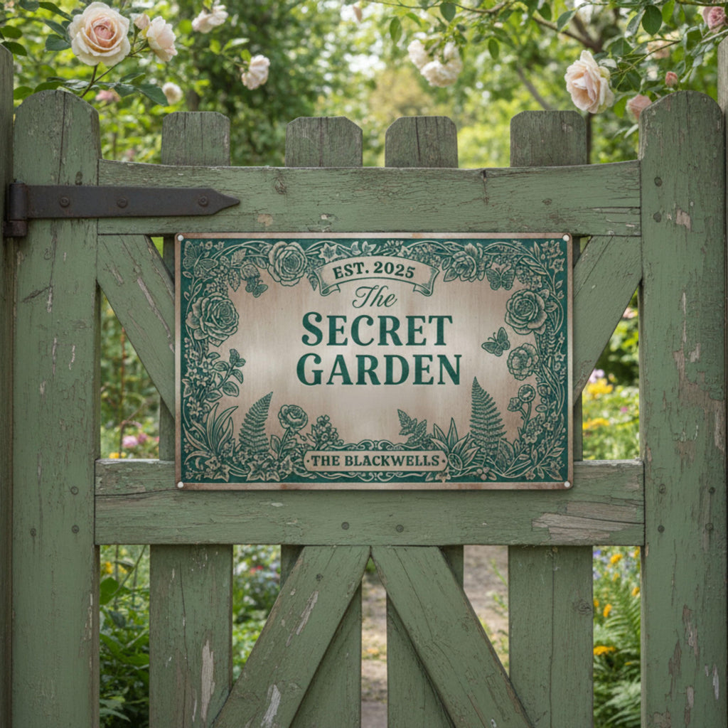 Personalized Metal Sign | Custom Garden Plaque With Family Name & Date - Durable Steel