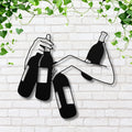 Hands Holding Wine Bottles Metal Art | Abstract Bar Decor Sign | Drink Enthusiast Silhouette | Kitchen or Cellar Wall Hanging