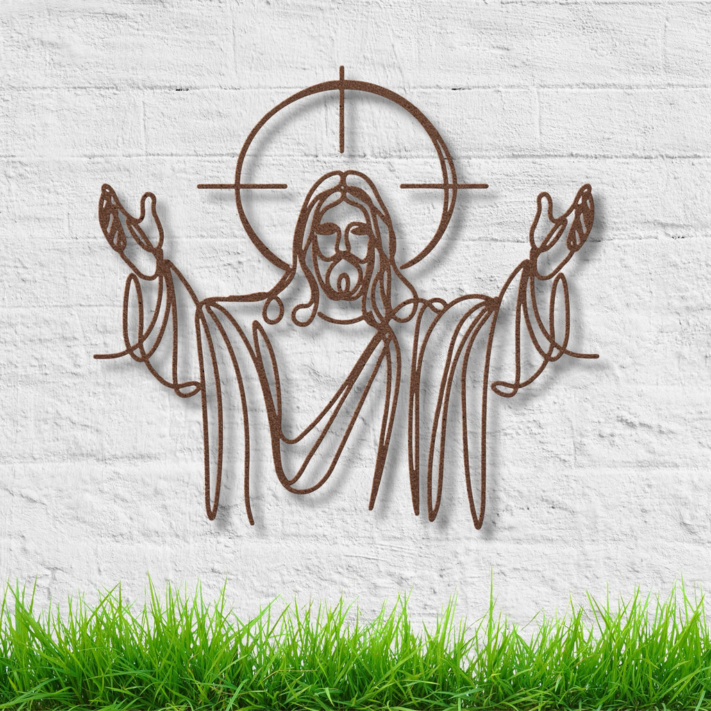 Jesus Christ Metal Line Art, Religious Christian Wall Decor