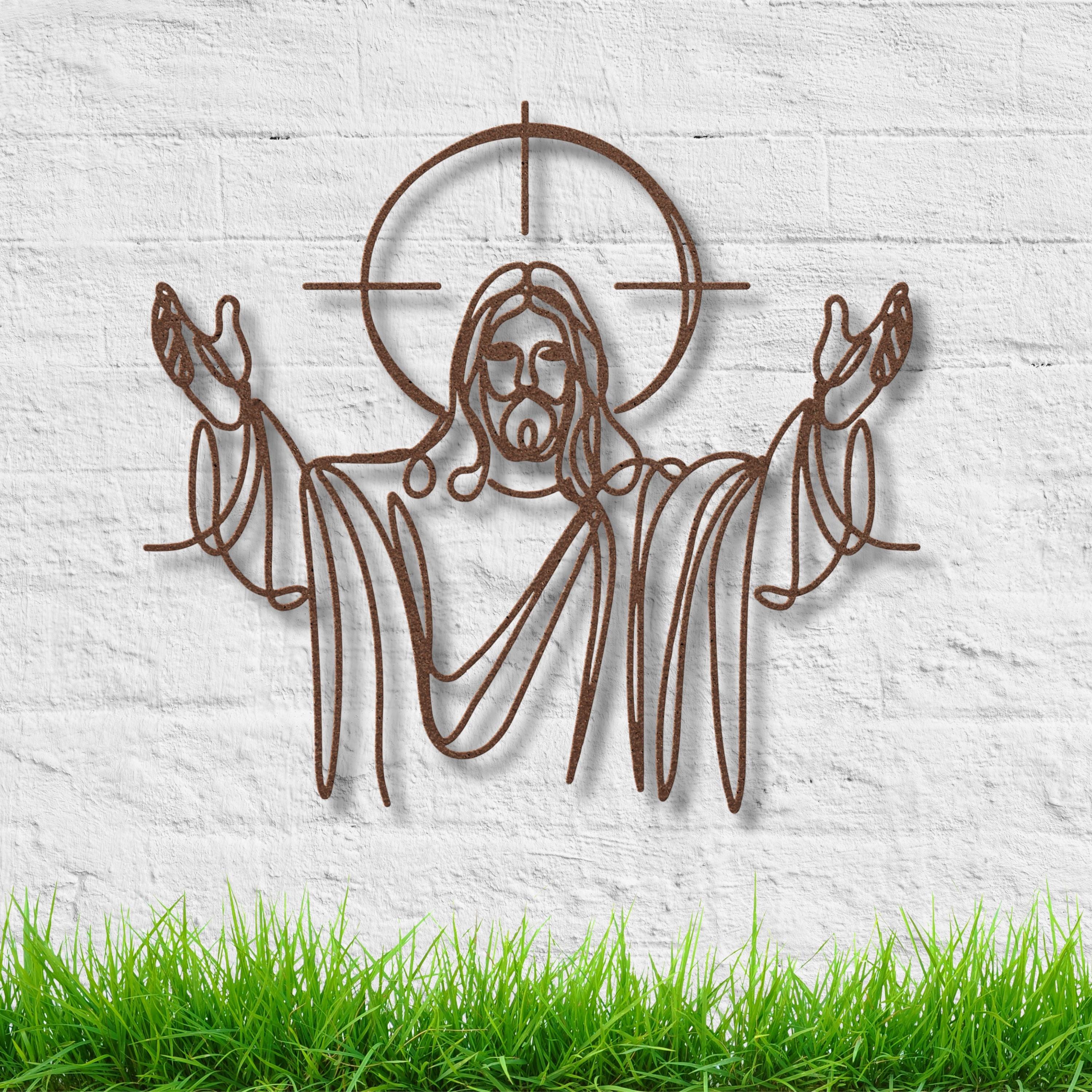 Jesus Christ Metal Line Art, Religious Christian Wall Decor