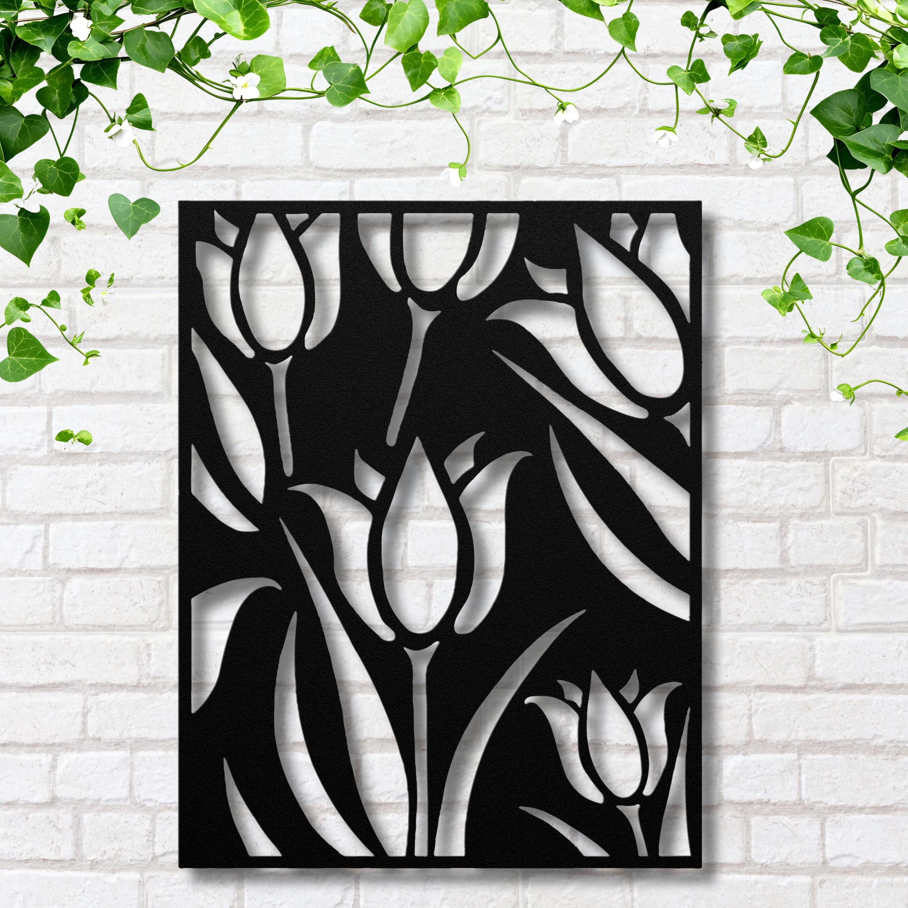 Modern Tulip Metal Sign | Floral Die-Cut Wall Art | Vertical Panel Screen | Nature Inspired Decor | Elegant Botanical Laser Cut