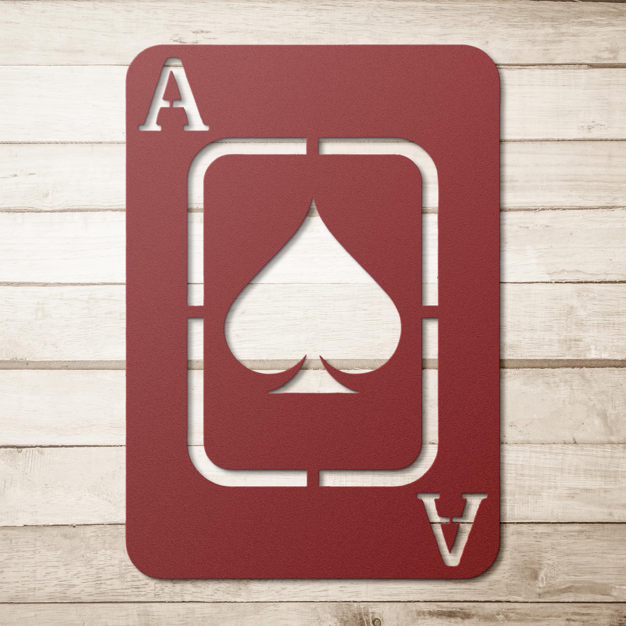 Ace of Spades Metal Wall Art | Playing Card Silhouette | Poker Room Decor | Black & White Casino Sign | Card Game Gift