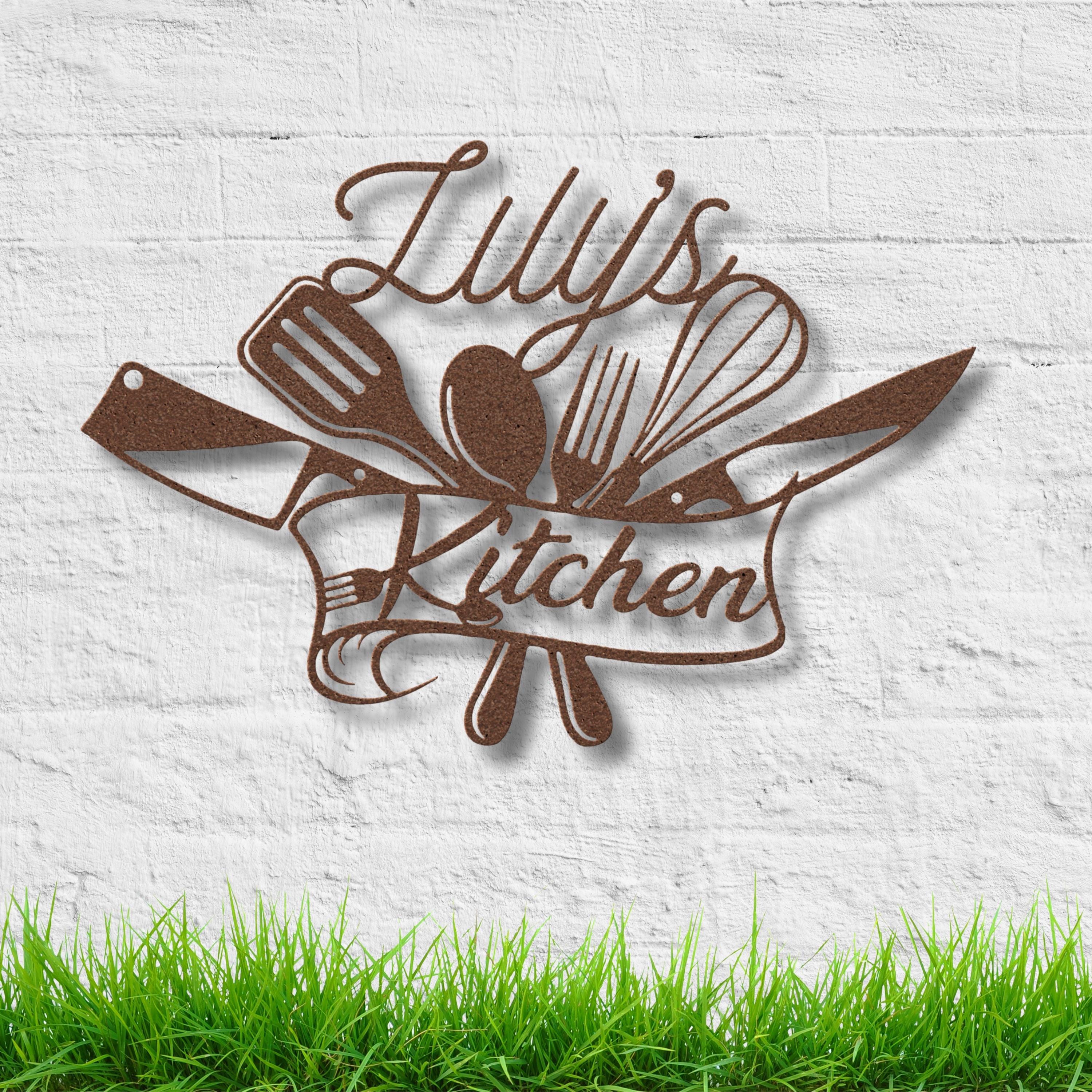 Personalized Kitchen Metal Sign, Custom Chef Decor