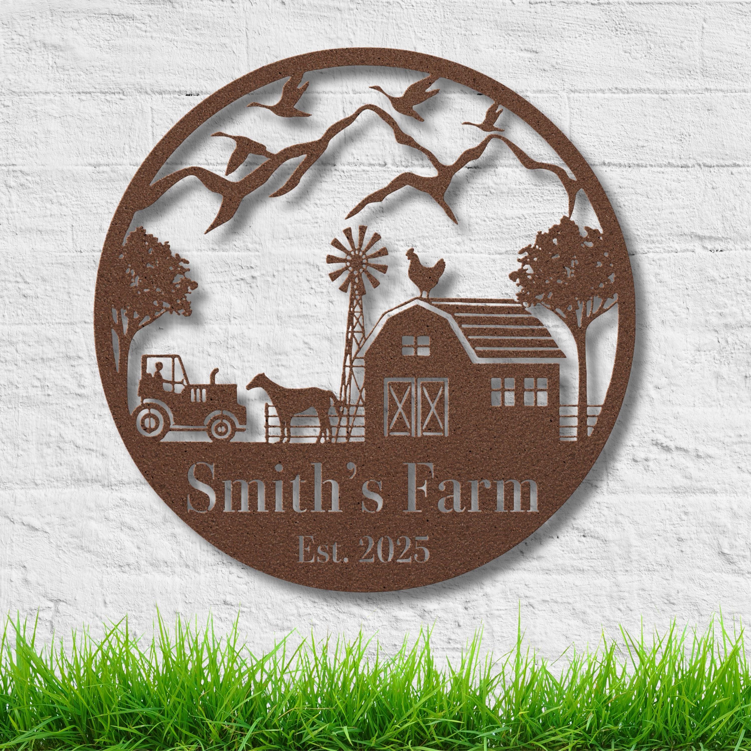 Personalized Farm Metal Sign, Custom Barn Windmill Homestead Plaque, Tractor Gift