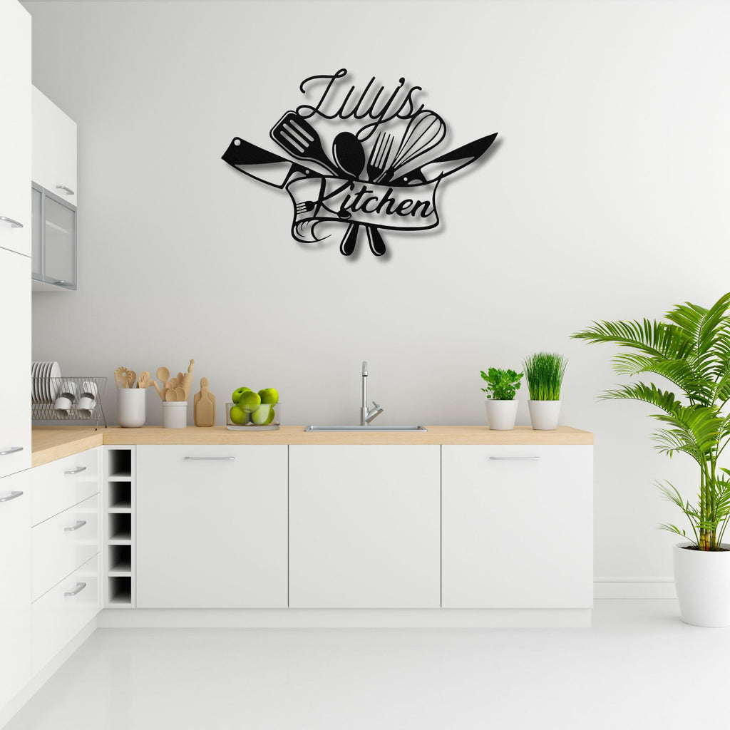 Personalized Kitchen Metal Sign, Custom Chef Decor