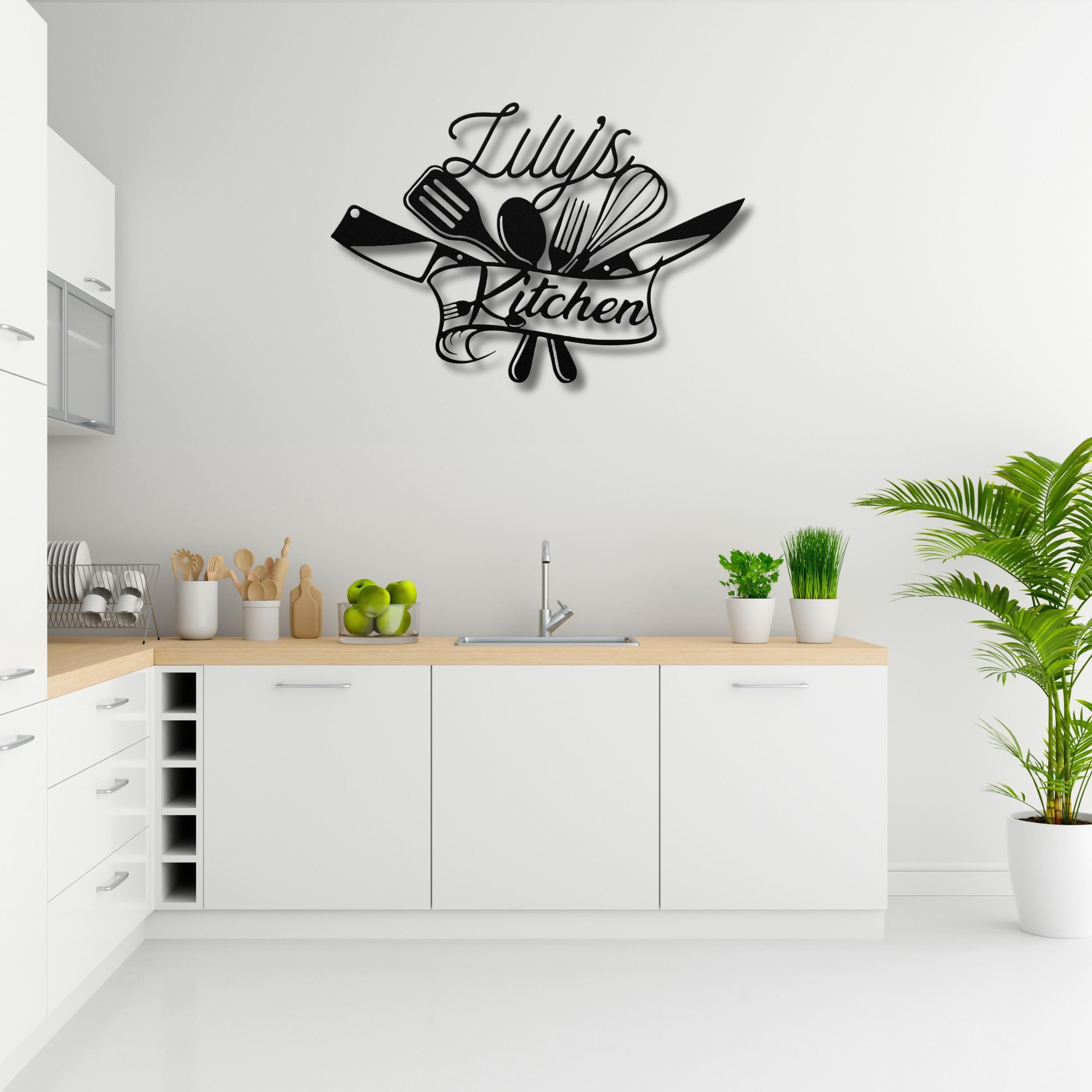 Personalized Kitchen Metal Sign, Custom Chef Decor