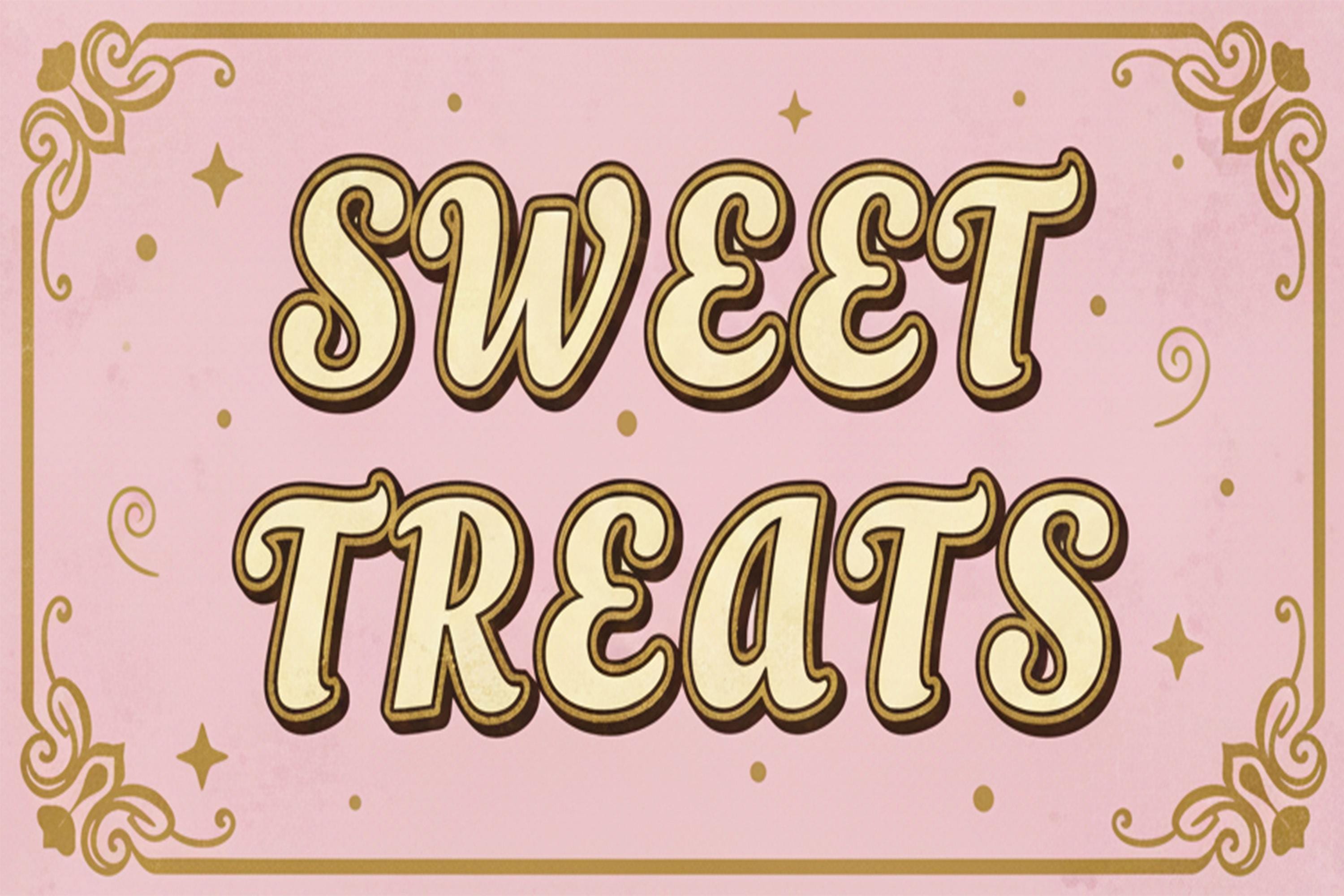Sweet Treats Metal Sign, Retro Bakery Decor, Pink Confectionery Wall Art, Vintage Dessert Gift