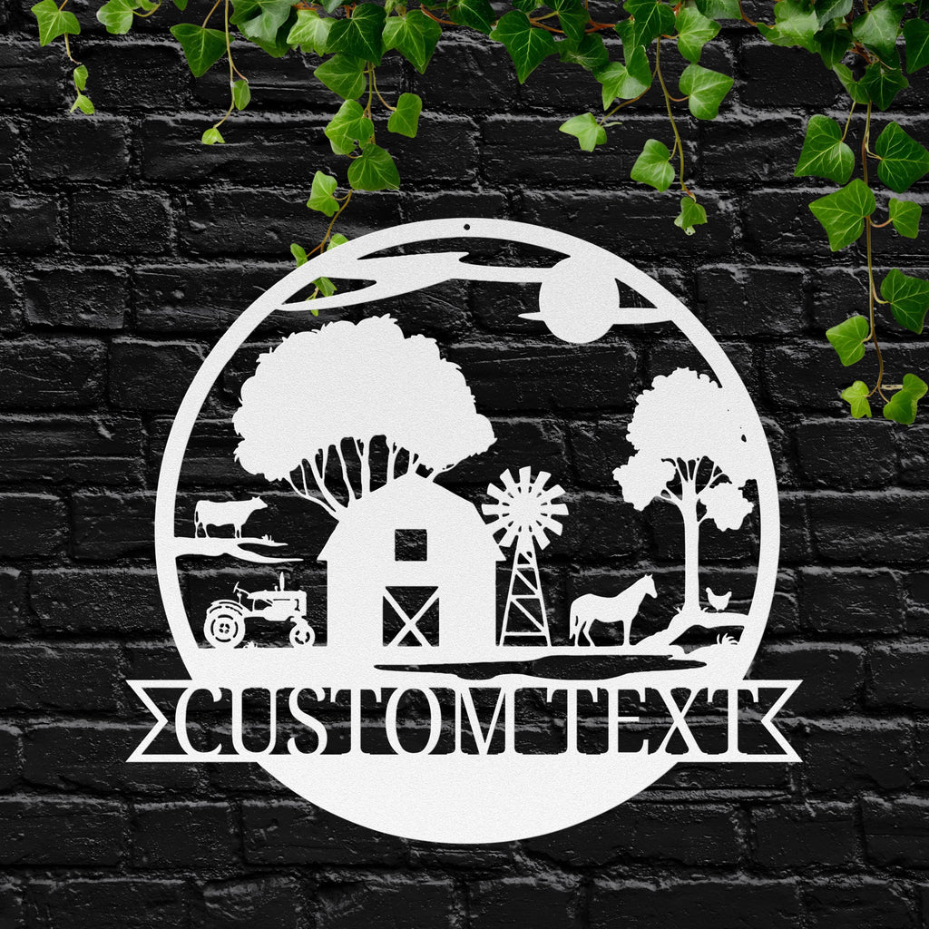 Custom Farm Metal Sign | Personalized Barn & Tractor Monogram Art | Farmhouse Wall Decor | Ranch Name Sign