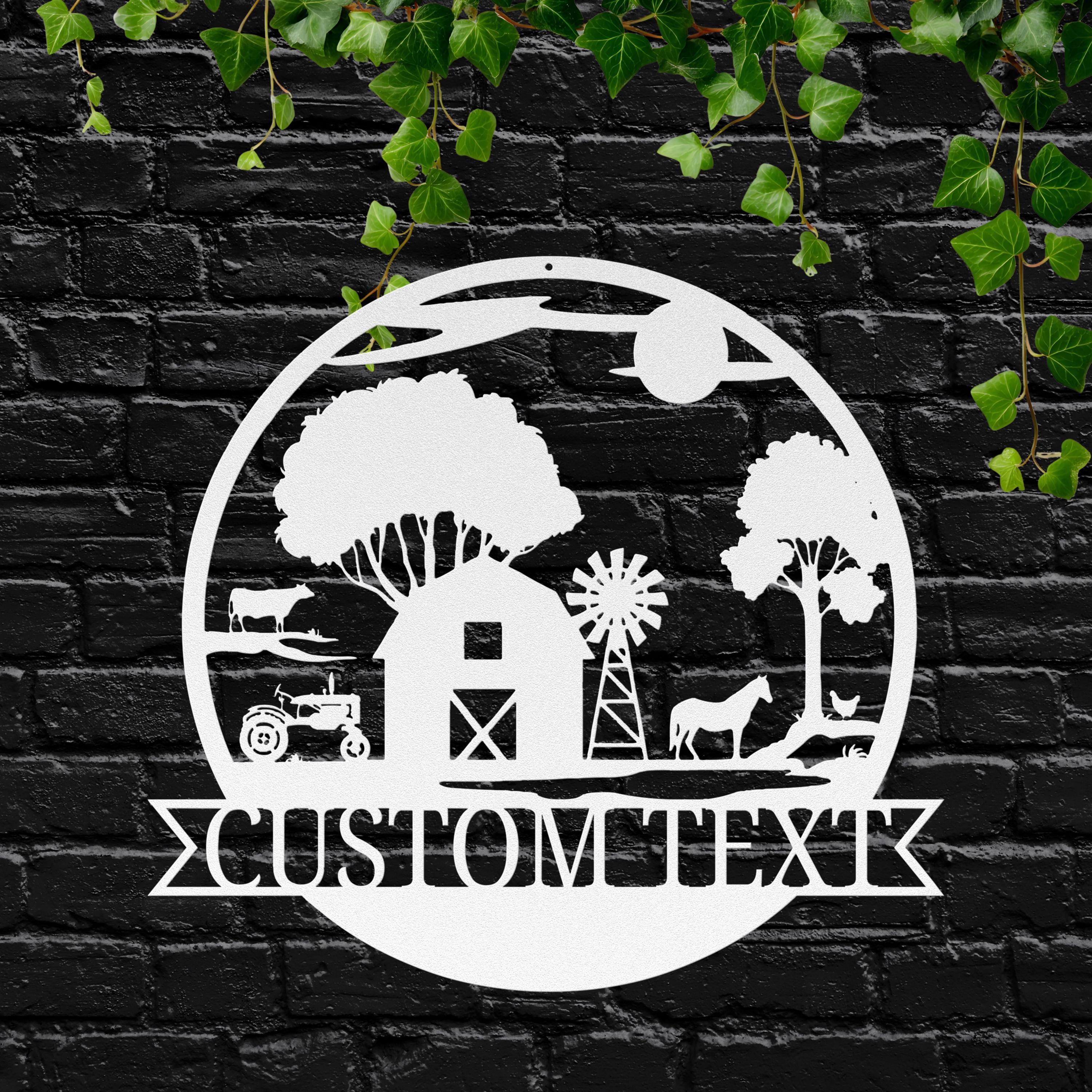 Custom Farm Metal Sign | Personalized Barn & Tractor Monogram Art | Farmhouse Wall Decor | Ranch Name Sign