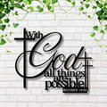 Metal Bible Verse Sign | Matthew 19:26 Scripture Metal Sign - Durable Steel Art