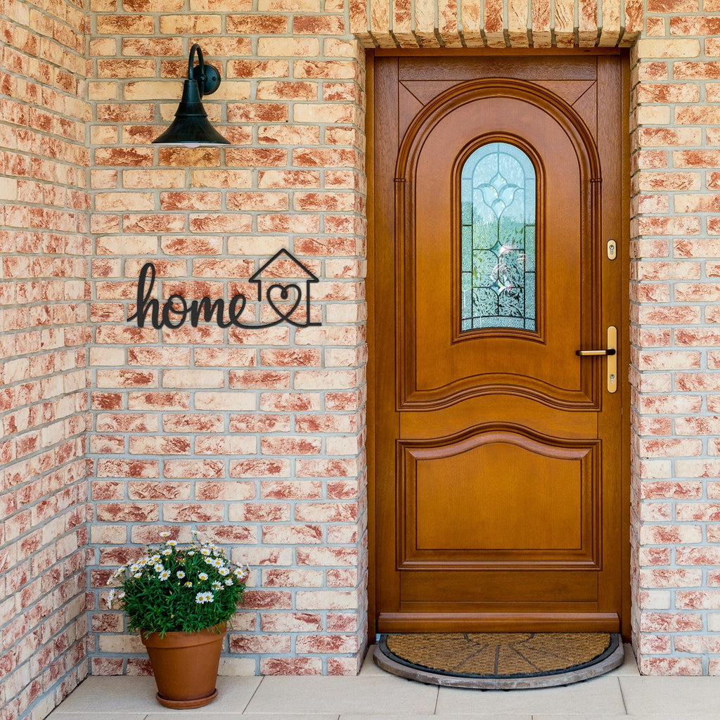 Home Heart Metal Wall Art, Die Cut Sign, Housewarming Gift, Minimalist Home Decor