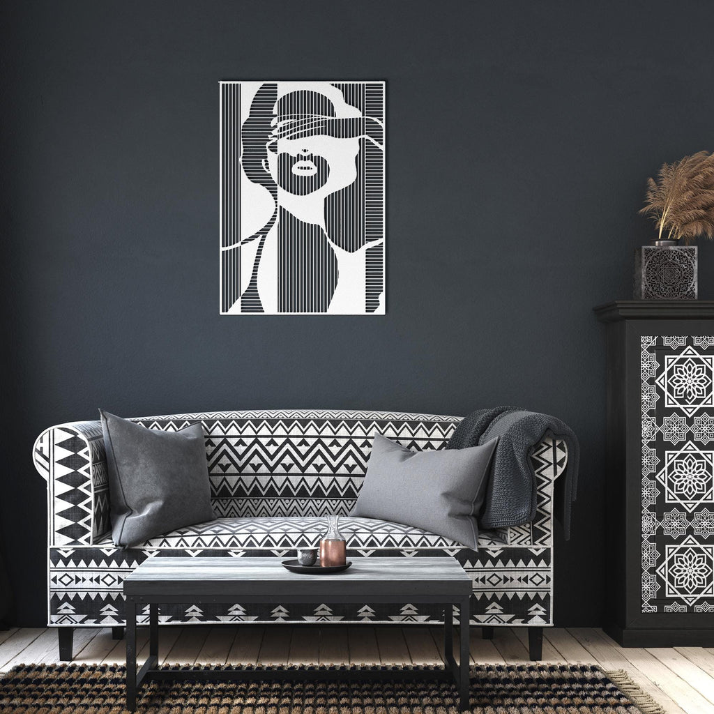 Abstract Woman Metal Wall Art, Minimalist Line Art Portrait