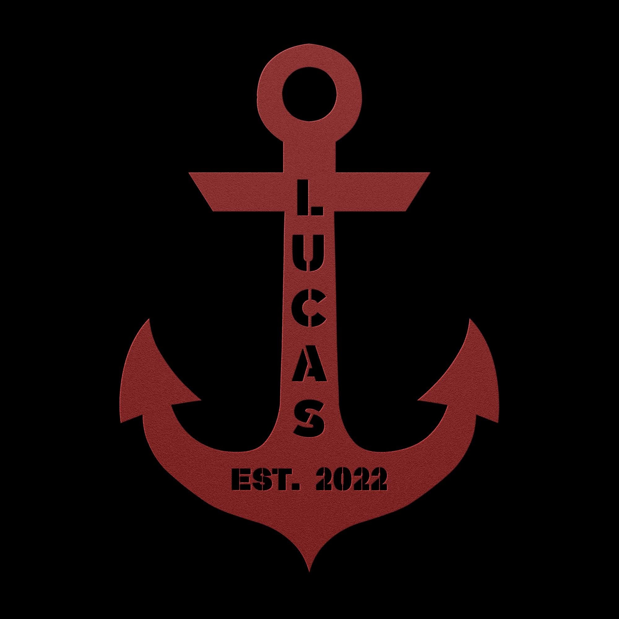 Custom Metal Anchor Sign: Nautical Coastal Decor