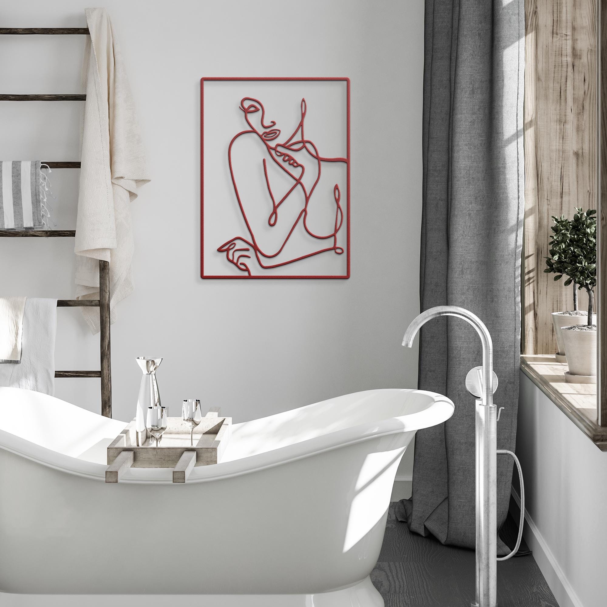 Minimalist Metal Woman Line Art, Abstract Female Figure, Modern Home Decor