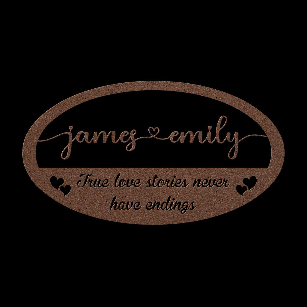 Custom Couple Name Metal Sign: Oval Steel Wall Art
