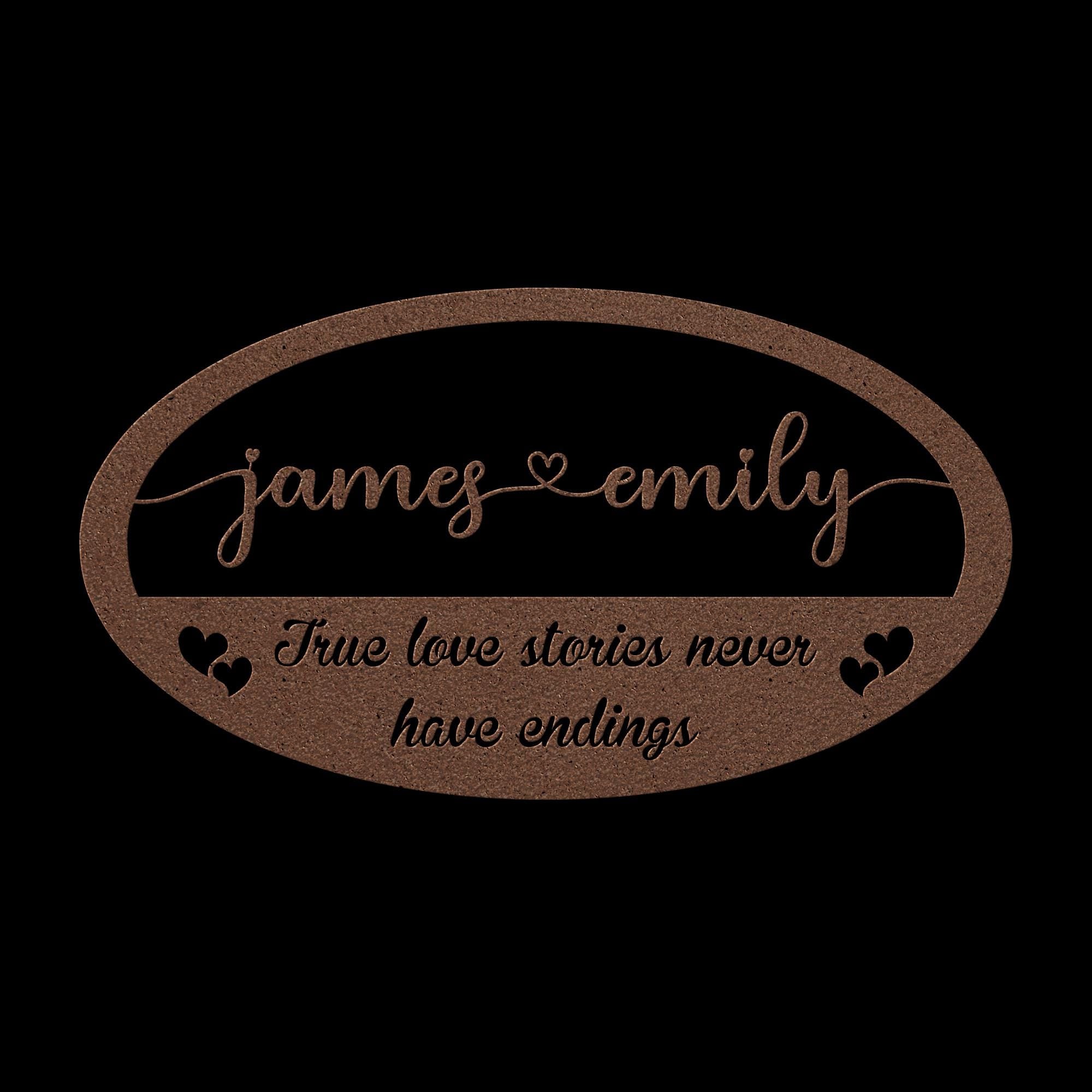 Custom Couple Name Metal Sign: Oval Steel Wall Art