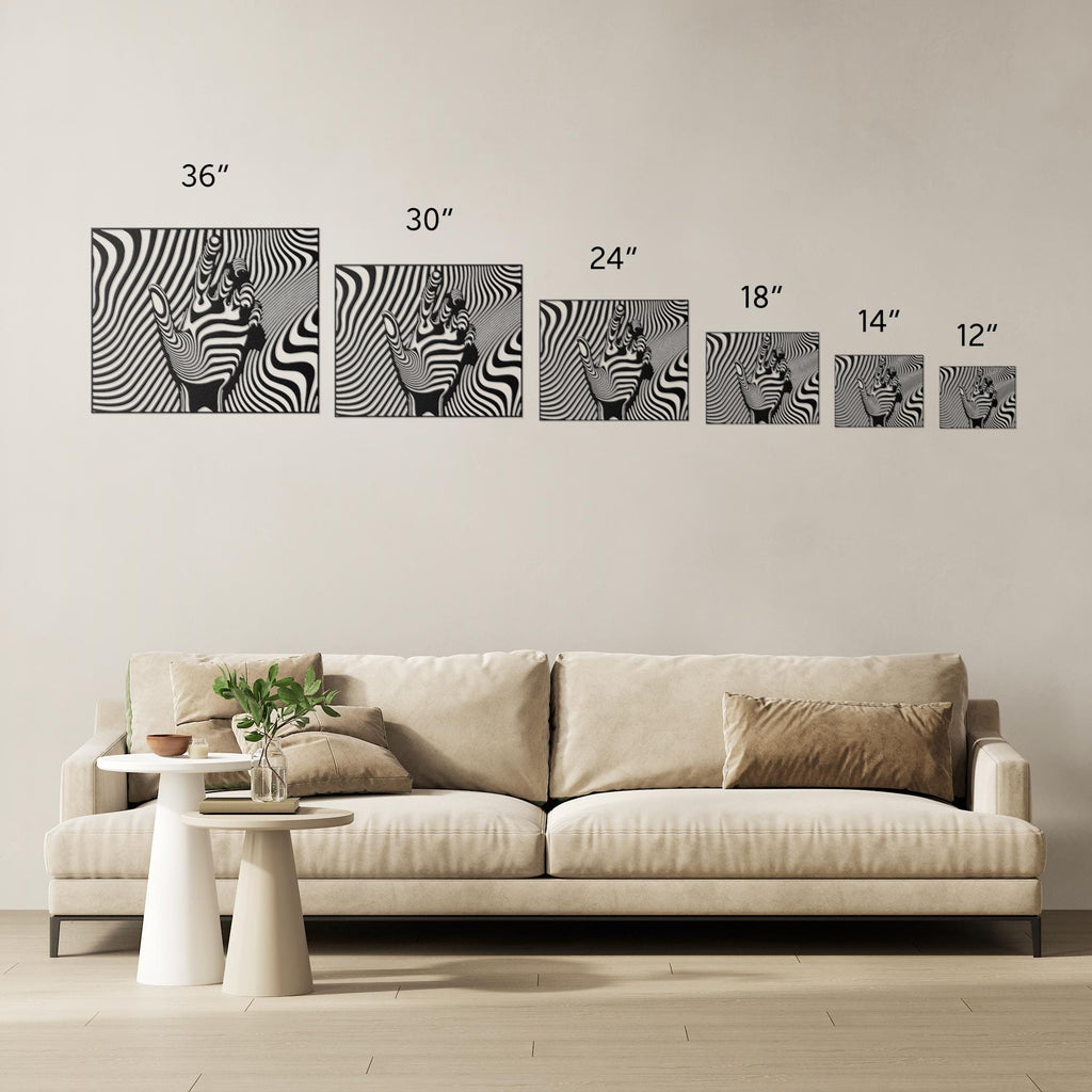 Optical Illusion Wall Art - Modern Black White Metal Wall Art Hand Shaped Design