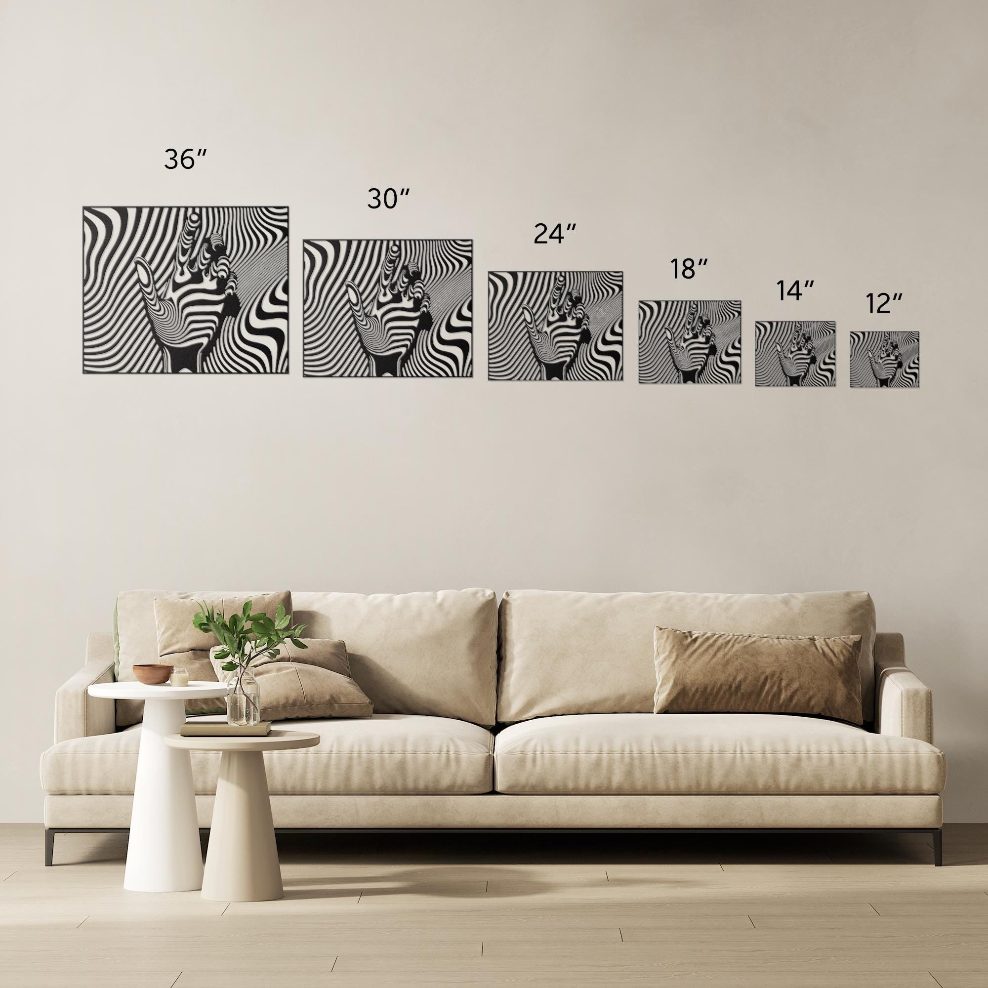 Optical Illusion Wall Art - Modern Black White Metal Wall Art Hand Shaped Design