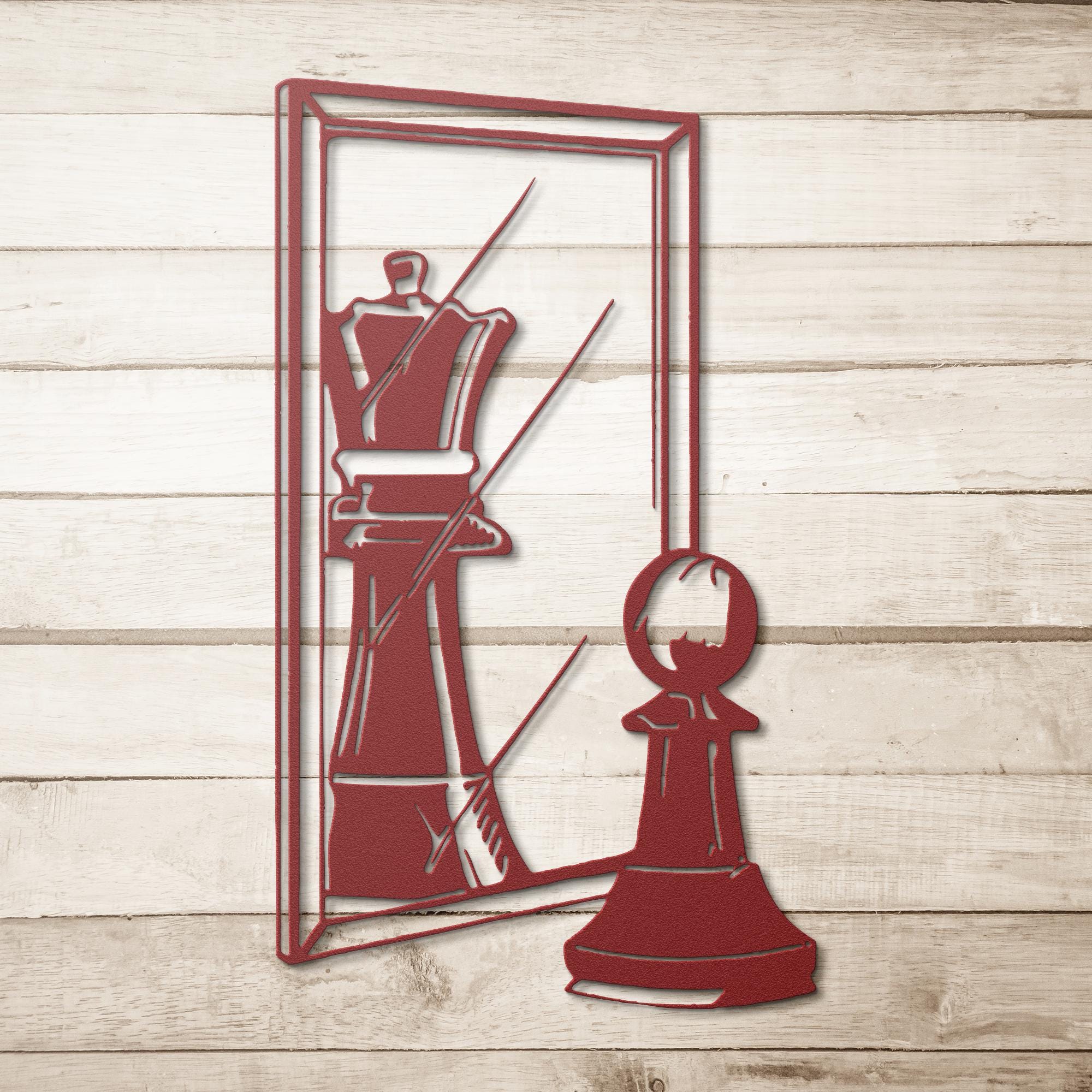 Motivational Chess Wall Art – Pawn Mirror Reflection Metal Chess Decor
