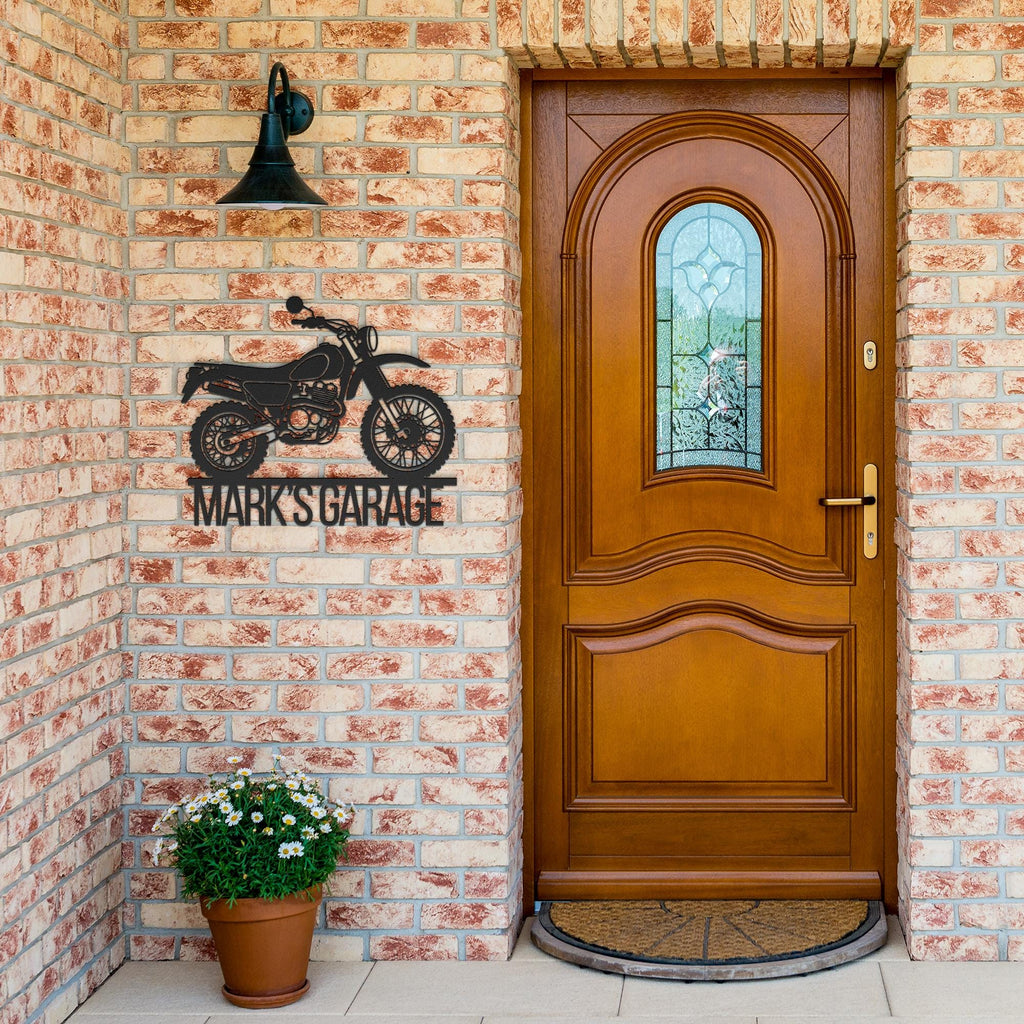 Personalized Dirt Bike Metal Sign, Custom Garage Decor