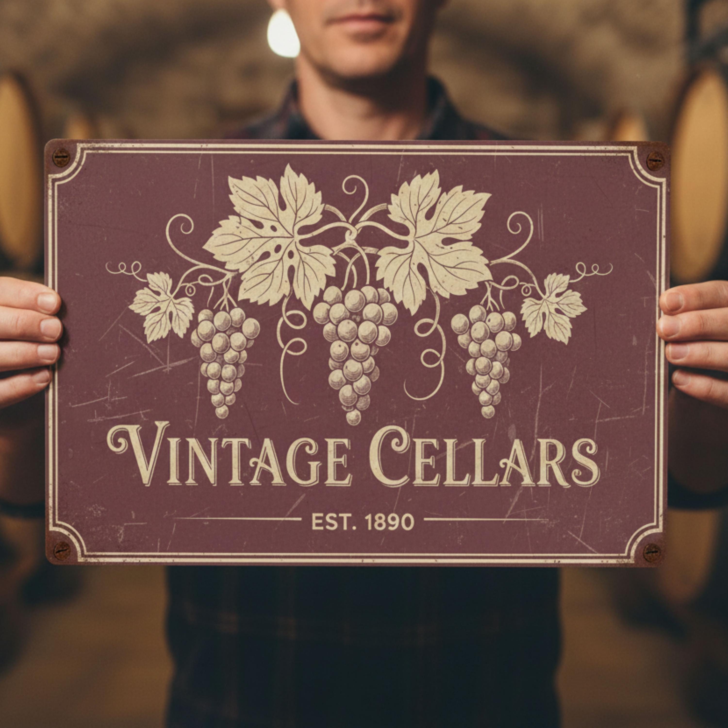 Personalized Wine Cellar Sign, Vintage Cellars Metal Wall Art, Custom Bar Decor Gift