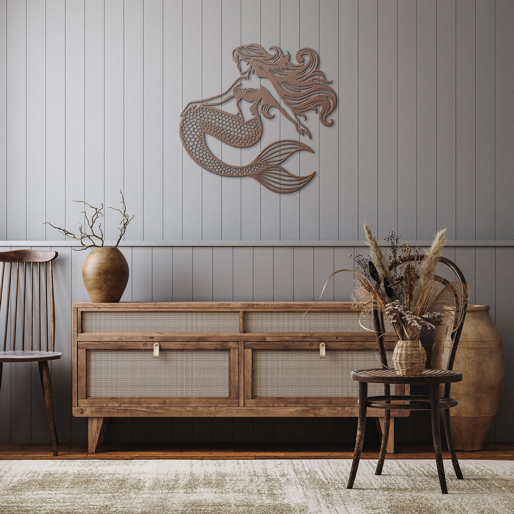 Classic Mermaid Die-Cut Metal Sign, Siren Nautical Decor, Fantasy Ocean Art, Beach Lover Gift