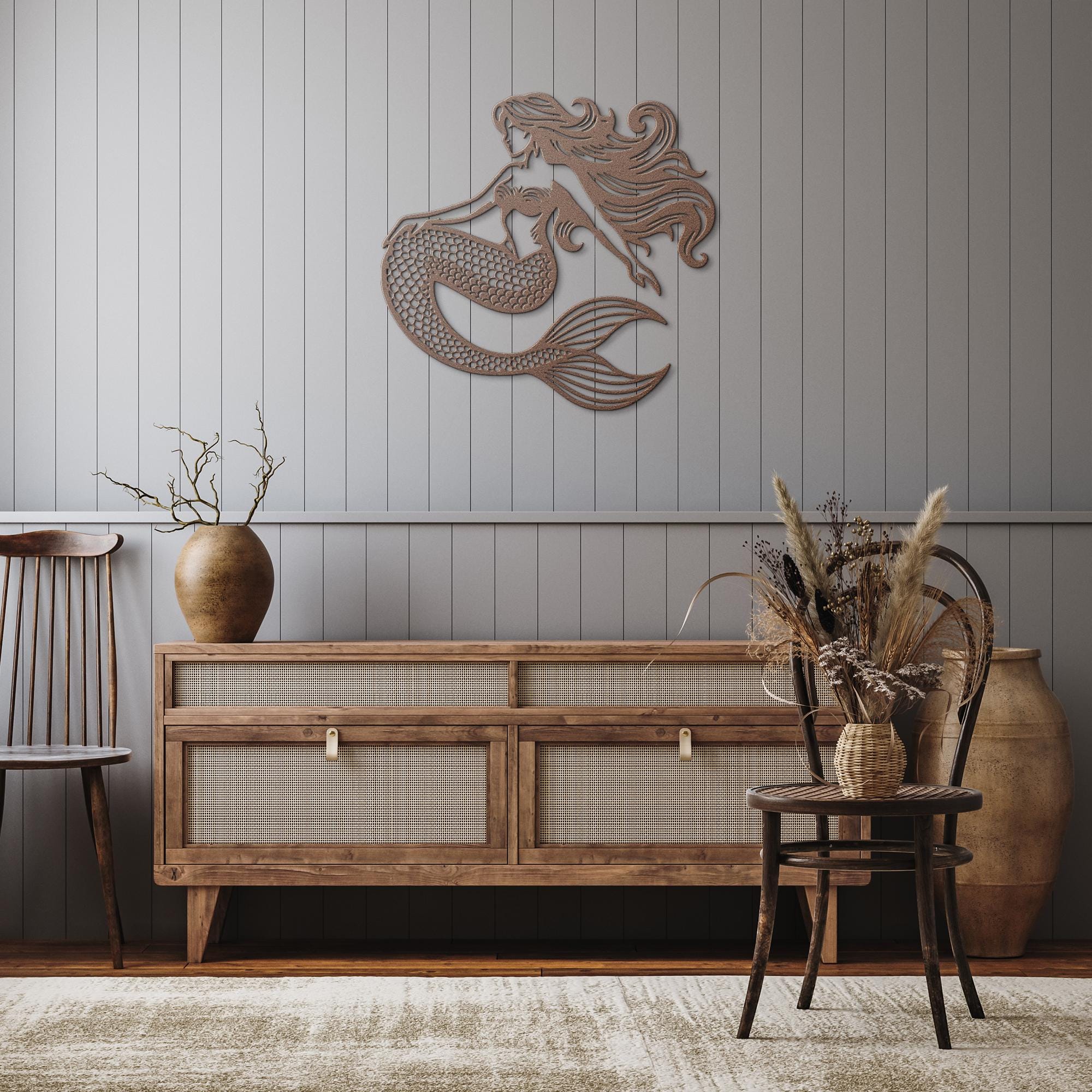 Classic Mermaid Die-Cut Metal Sign, Siren Nautical Decor, Fantasy Ocean Art, Beach Lover Gift