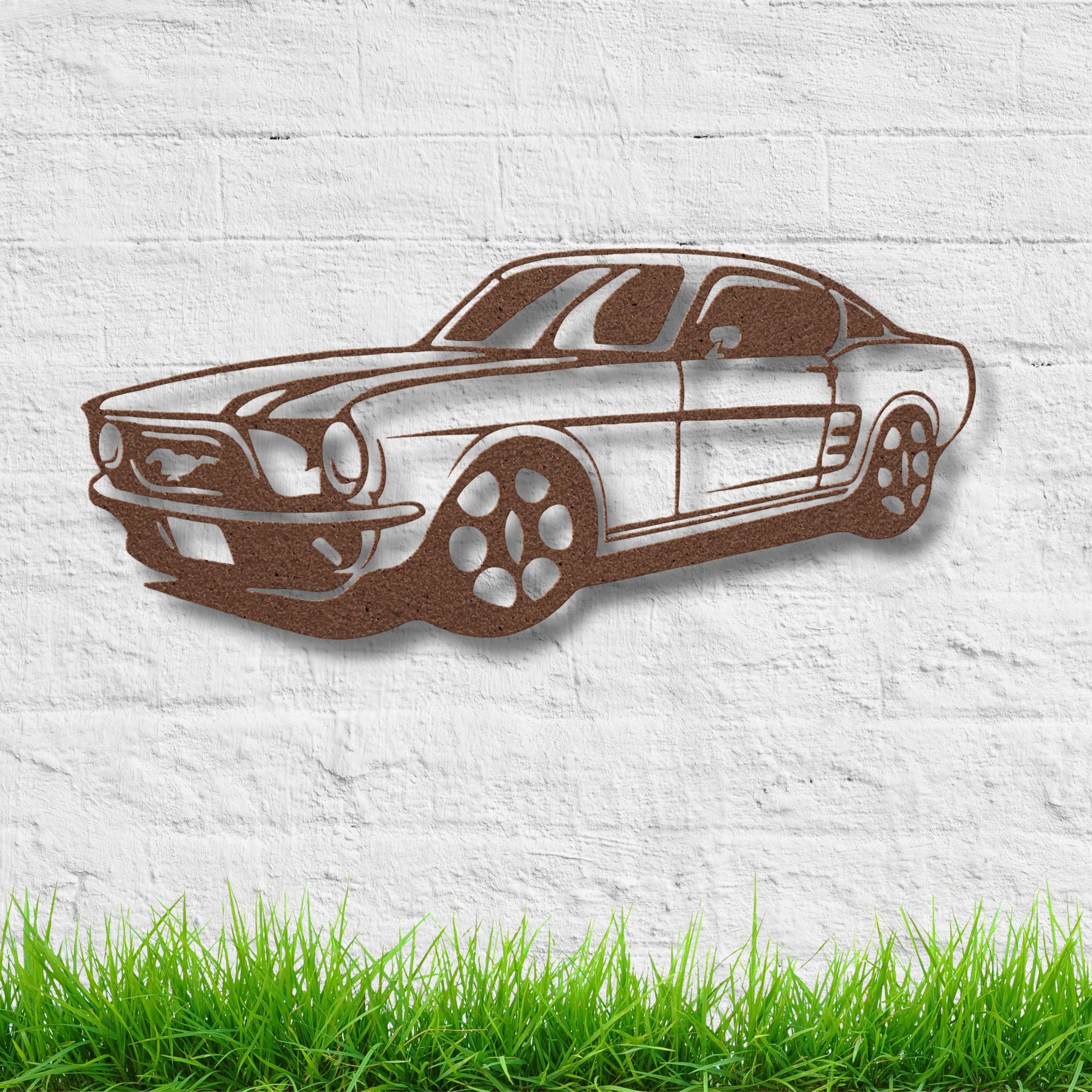 Classic American Muscle Car Metal Wall Art, Vintage Ford Mustang Silhouette Decor, Man Cave Garage Office Wall Hanging Gift