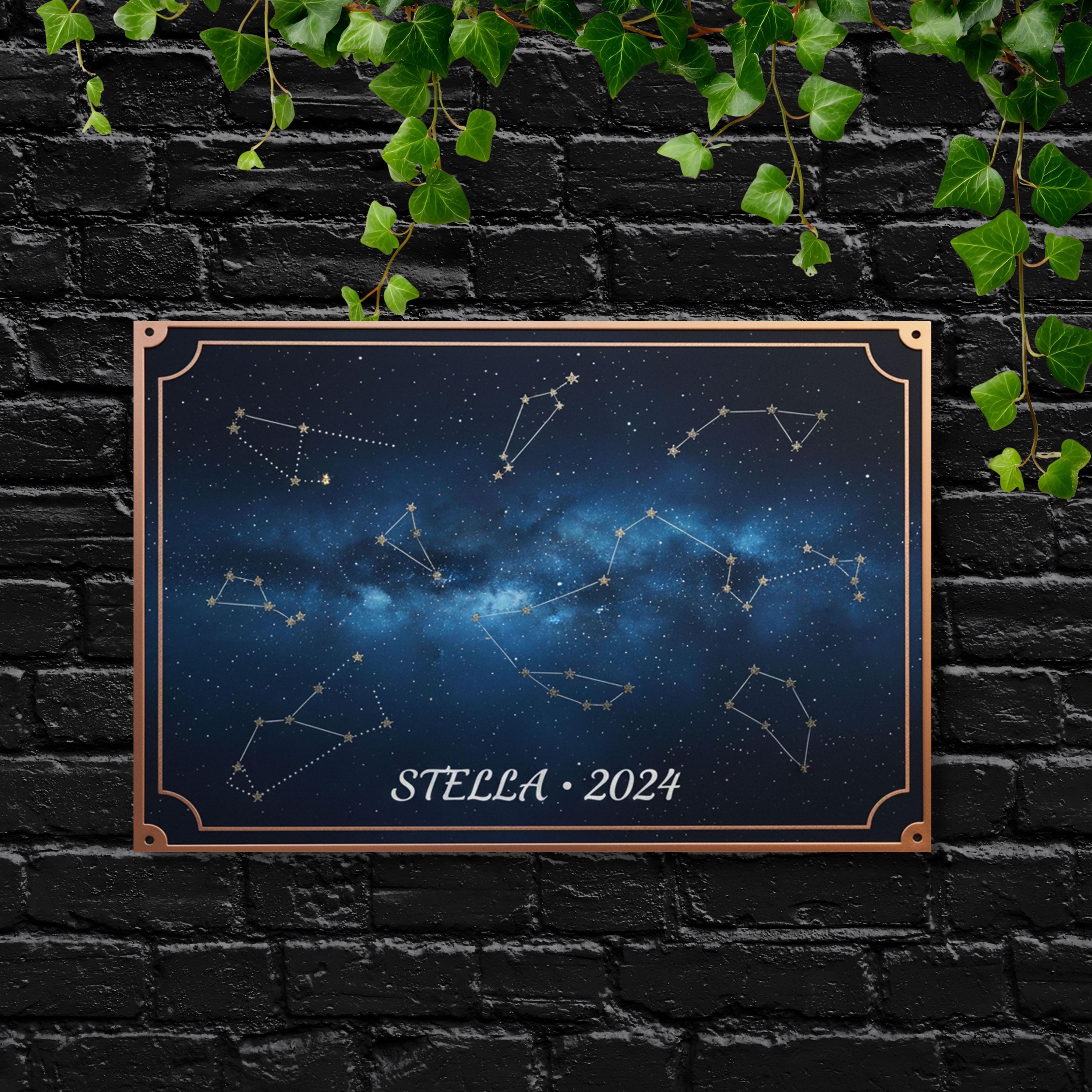 Custom Constellation Metal Sign, Personalized Star Map Wall Art, Nursery Decor Gift
