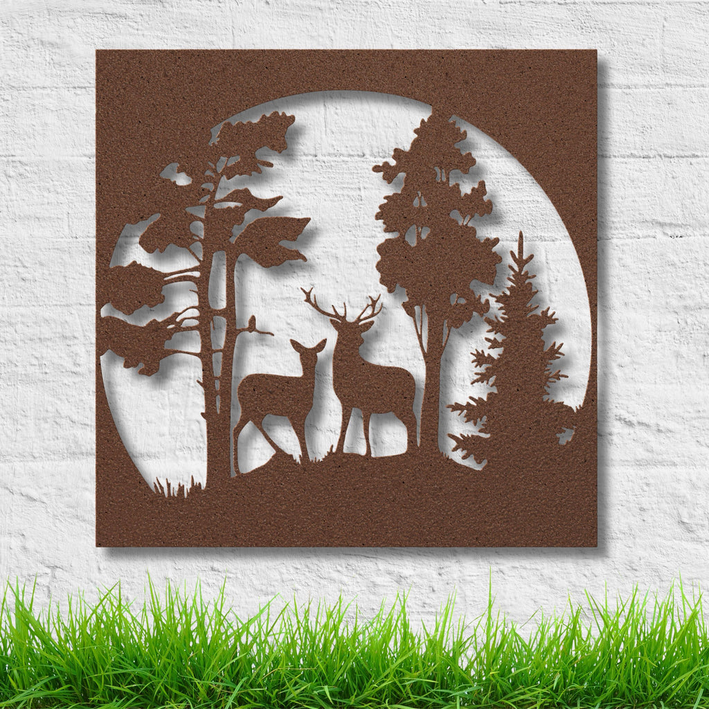 Deer Metal Wall Art - Rustic Cabin Decor | Laser Cut Wildlife Silhouette Sign